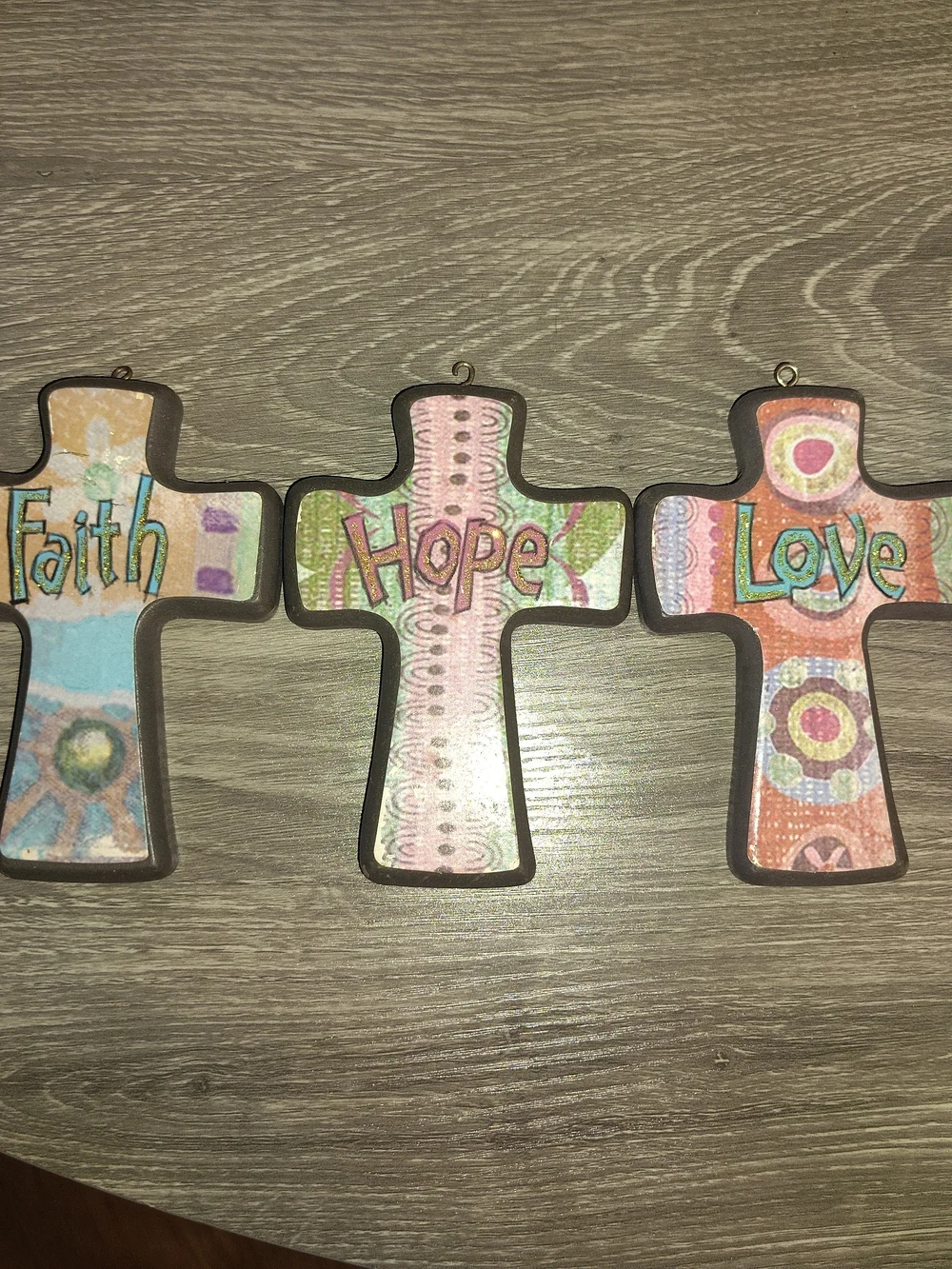 Beautiful Wood Cross Religious Ornament Decor Wall Hanger Set Of 3